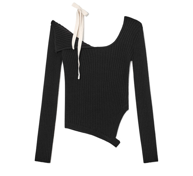 COLLECTION OFF SHOULDER KNIT TOP - Black