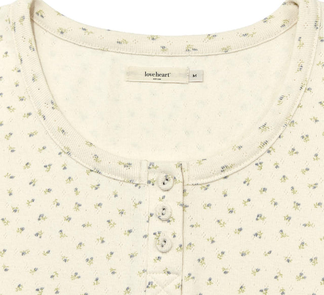 COLLECTION VINTAGE EYELET BUTTON TEE - White