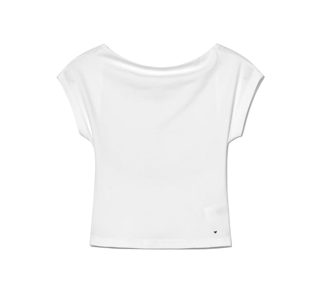COLLECTION BOAT NECK BACKLESS TEE - White