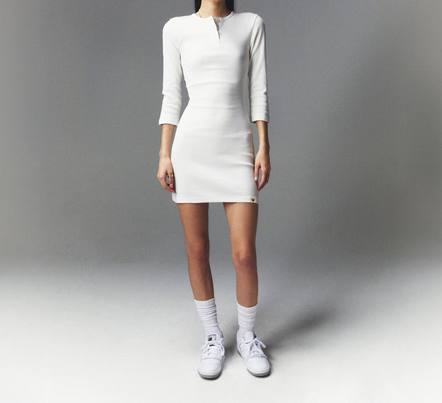 CLASSIC BUTTON FLY MINI DRESS - White