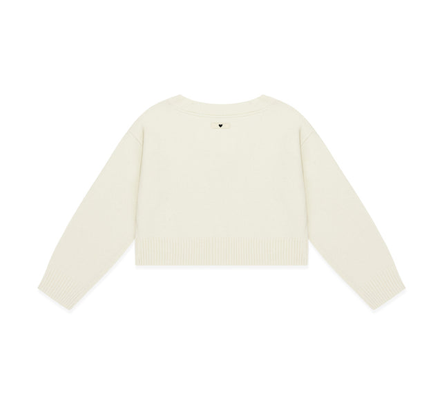 CLASSIC V-NECK KNIT PULLOVER - Ivory