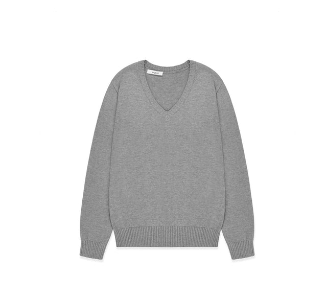 CLASSIC SLIM V-NECK KNIT LONG SLEEVE - Gray