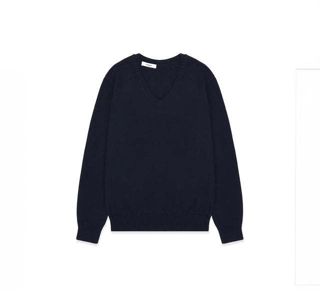 CLASSIC SLIM V-NECK KNIT LONG SLEEVE - Dark Navy