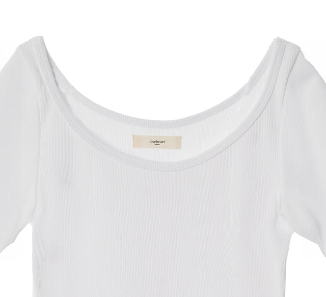 CLASSIC RIB SCOOP NECK TEE- White