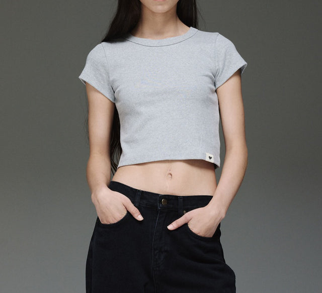 CLASSIC BOXY CROP TOP - Gray