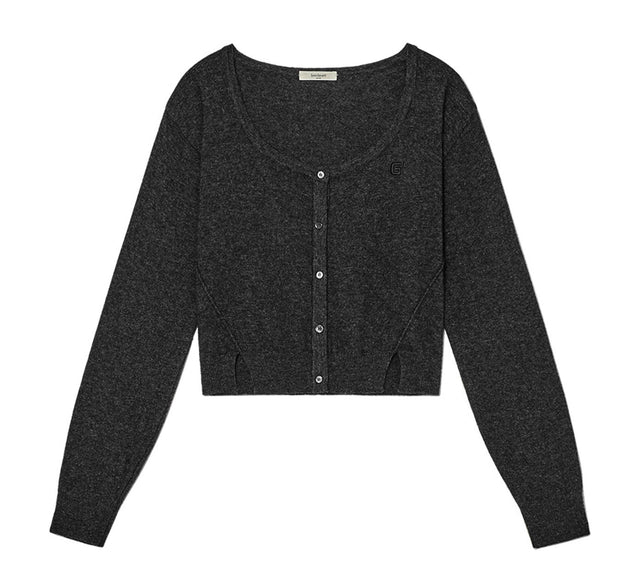 COLLECTION CROP CASHMERE CRADIGAN - Charcoal