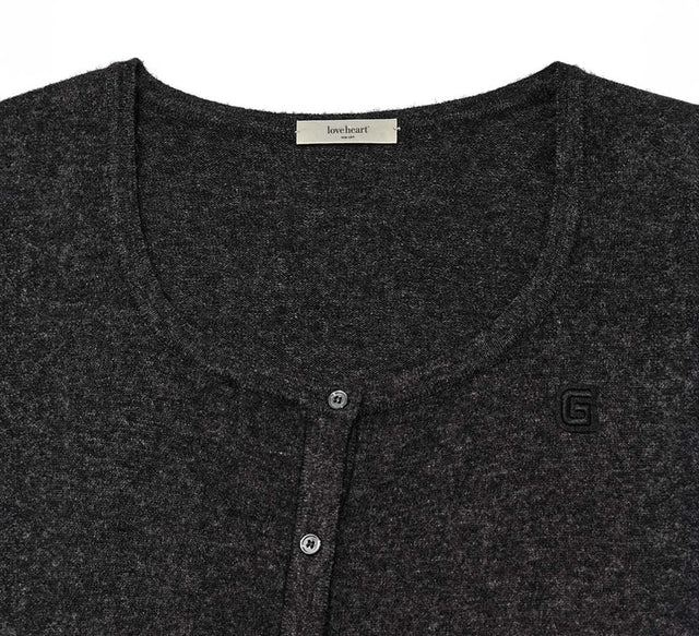 COLLECTION CROP CASHMERE CRADIGAN - Charcoal