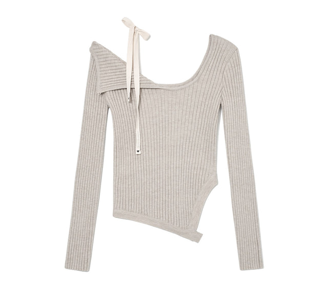 COLLECTION OFF SHOULDER KNIT TOP - Natural