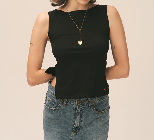 COLLECTION ROUND SLEEVELESS TOP - Black