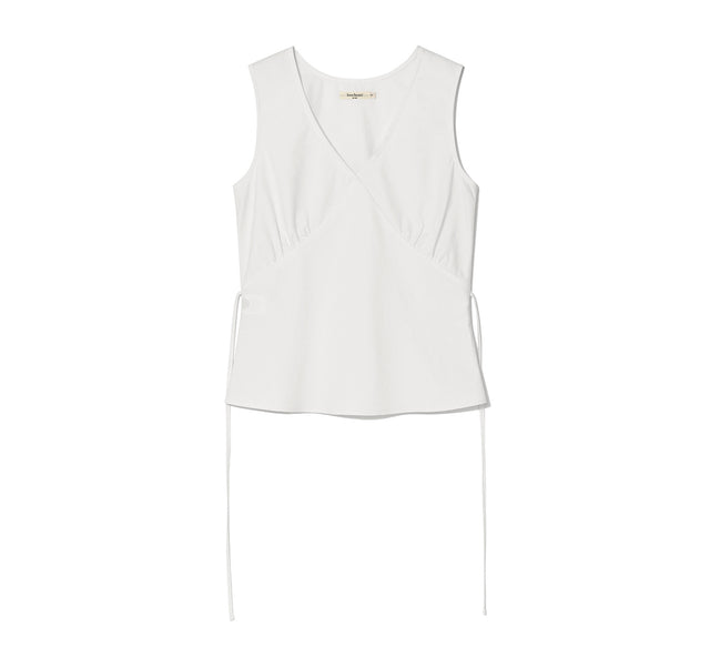 COLLECTION SHIRRING PUFF SLEEVELESS TOP - White