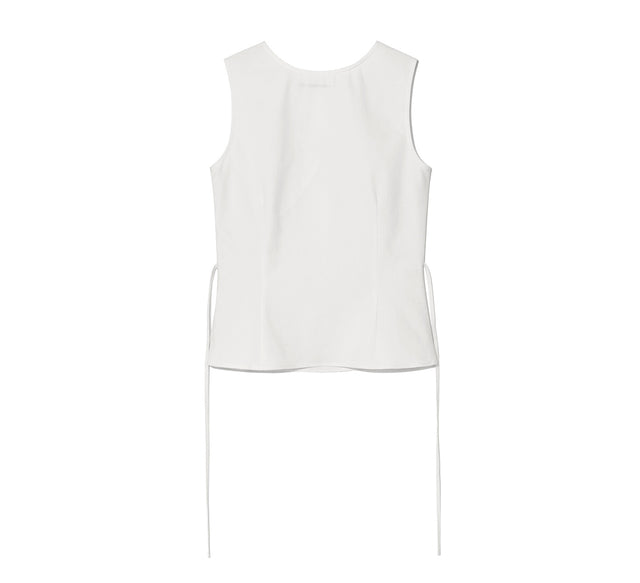 COLLECTION SHIRRING PUFF SLEEVELESS TOP - White