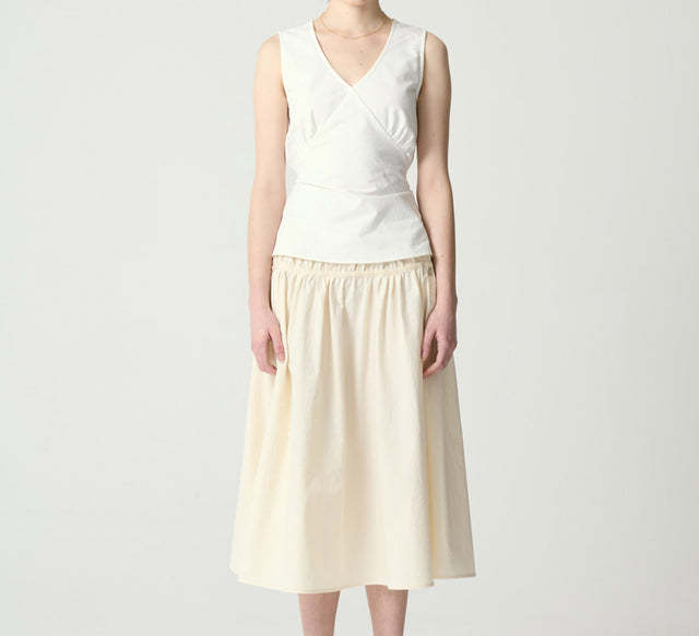 COLLECTION SHIRRING PUFF SLEEVELESS TOP - White