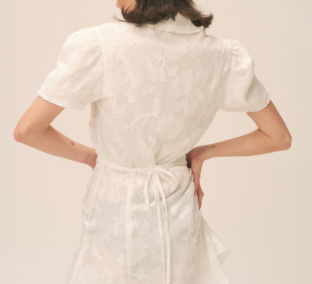 COLLECTION SHORT SLEEVE BELL DRESS - Ivory