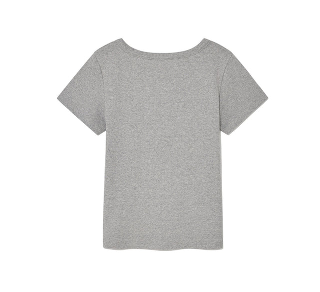 COLLECTION VINTAGE EYELET BUTTON TEE - gray