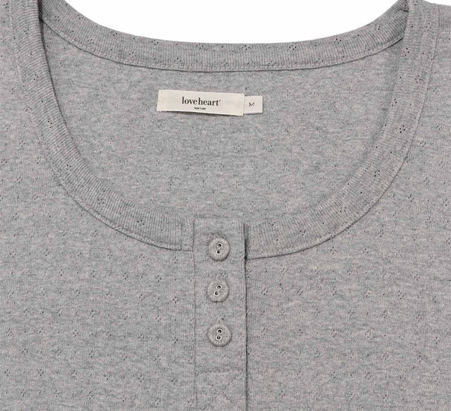 COLLECTION VINTAGE EYELET BUTTON TEE - White