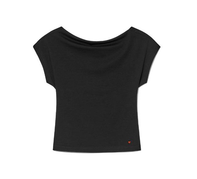 COLLECTION BOAT NECK BACKLESS TEE - Black