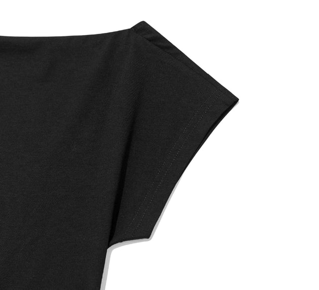 COLLECTION BOAT NECK BACKLESS TEE - Black