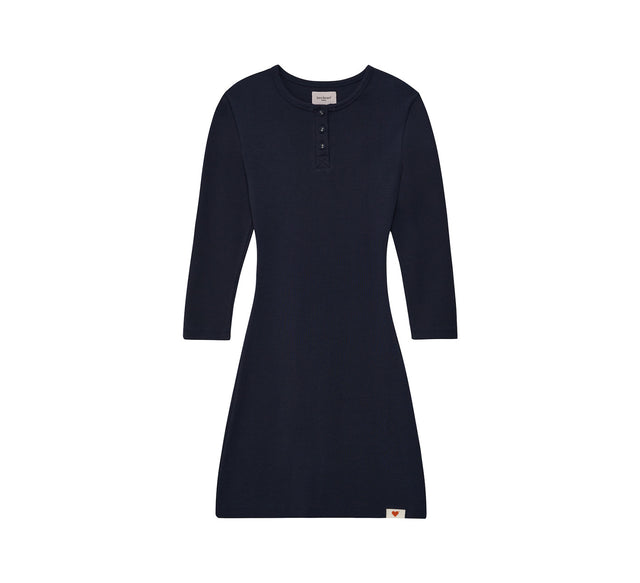 CLASSIC BUTTON FLY MINI DRESS - Dark navy