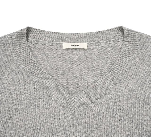 CLASSIC V-NECK KNIT PULLOVER - Gray