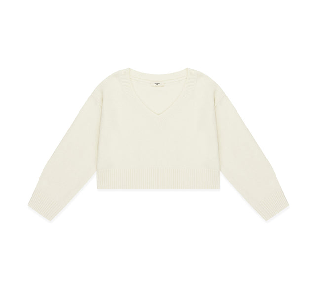 CLASSIC V-NECK KNIT PULLOVER - Ivory