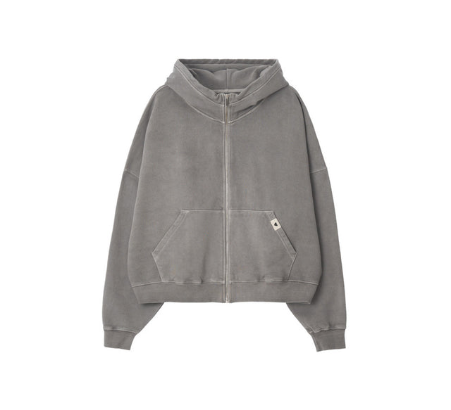 CLASSIC WASHED BOXY ZIP-UP - Gray