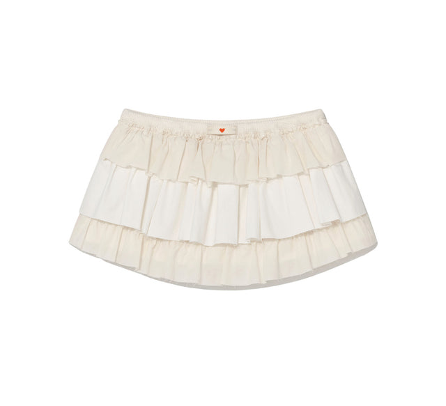 COLLECTION RUFFLE MINI SKIRT - Natural