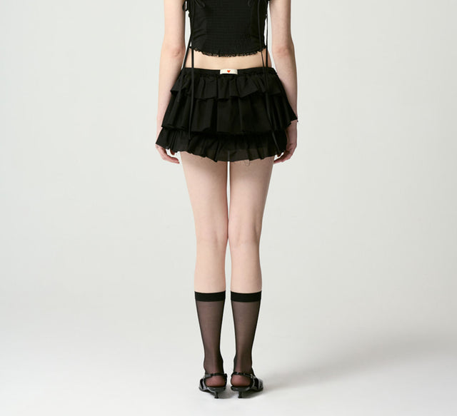 COLLECTION RUFFLE MINI SKIRT - Black