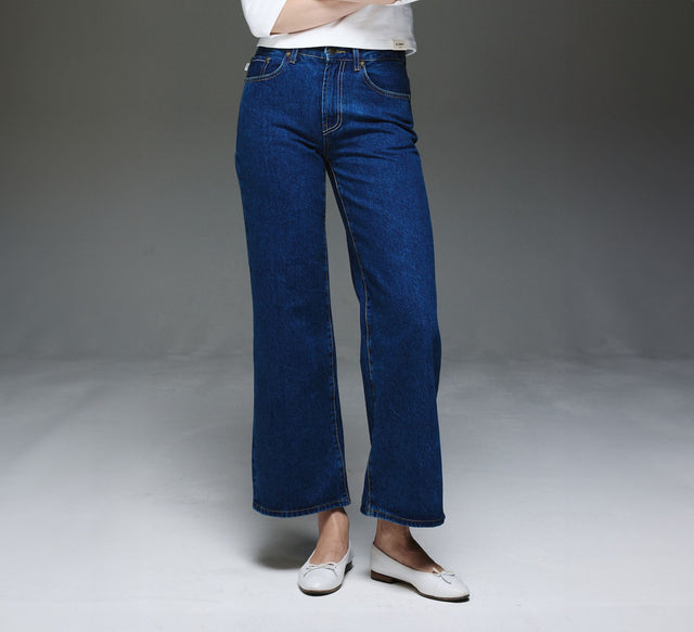 LH FLARE WIDE JEAN - Mid Blue